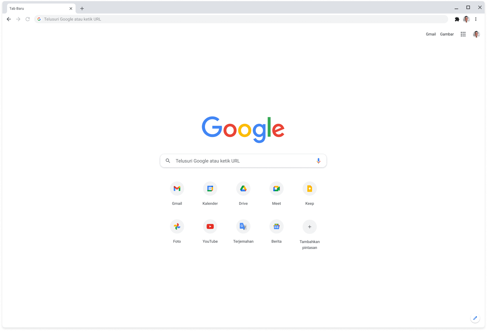 Jendela browser Chrome menampilkan Google.com.