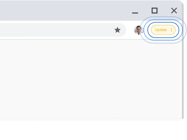 Pojok kanan atas jendela browser Chrome yang menandai perintah Update.