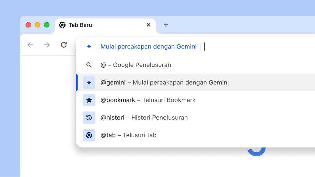Mulai percakapan dengan Gemini dari kolom URL